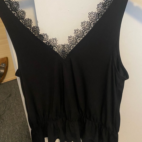 Express Black peplum lace detail top - Picture 6 of 8